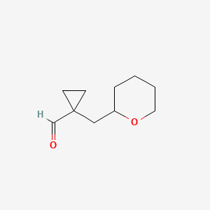 molecular formula C10H16O2 B13219642 1-(Oxan-2-ylmethyl)cyclopropane-1-carbaldehyde 