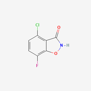 molecular formula C7H3ClFNO2 B13219695 4-Chloro-7-fluoro-1,2-benzoxazol-3-ol 