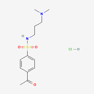 molecular formula C13H21ClN2O3S B13219751 4-acetyl-N-[3-(dimethylamino)propyl]benzene-1-sulfonamide hydrochloride CAS No. 1193390-22-5