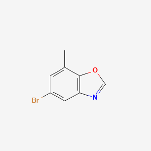 molecular formula C8H6BrNO B13219758 5-Bromo-7-methyl-1,3-benzoxazole 