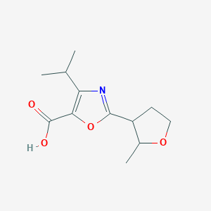 molecular formula C12H17NO4 B13219859 2-(2-Methyloxolan-3-YL)-4-(propan-2-YL)-1,3-oxazole-5-carboxylic acid 