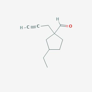 molecular formula C11H16O B13219898 3-Ethyl-1-(prop-2-yn-1-yl)cyclopentane-1-carbaldehyde 