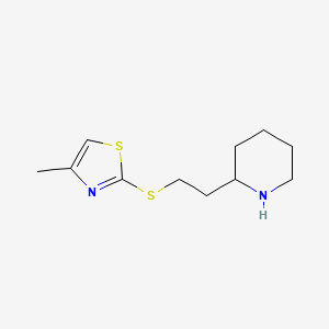 molecular formula C11H18N2S2 B13220029 2-{2-[(4-Methyl-1,3-thiazol-2-yl)sulfanyl]ethyl}piperidine 