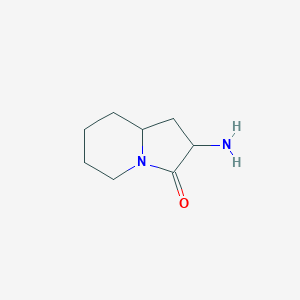 molecular formula C8H14N2O B13220035 2-Amino-octahydroindolizin-3-one 