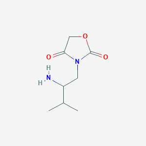 molecular formula C8H14N2O3 B13220052 3-(2-Amino-3-methylbutyl)-1,3-oxazolidine-2,4-dione 