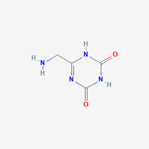 molecular formula C4H6N4O2 B13220156 6-(Aminomethyl)-1,2,3,4-tetrahydro-1,3,5-triazine-2,4-dione 