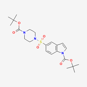 molecular formula C22H31N3O6S B1322021 tert-Butyl 5-((4-(tert-butoxycarbonyl)piperazin-1-yl)sulfonyl)-1H-indole-1-carboxylate CAS No. 503045-76-9