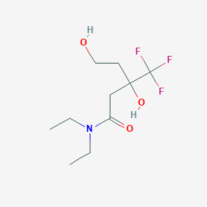 molecular formula C10H18F3NO3 B13220288 N,N-diethyl-3,5-dihydroxy-3-(trifluoromethyl)pentanamide 