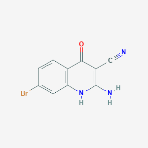 molecular formula C10H6BrN3O B13220359 2-Amino-7-bromo-4-hydroxyquinoline-3-carbonitrile 