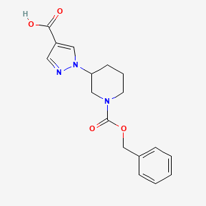 molecular formula C17H19N3O4 B13220414 1-{1-[(benzyloxy)carbonyl]piperidin-3-yl}-1H-pyrazole-4-carboxylic acid 