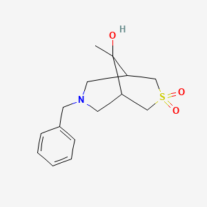 molecular formula C15H21NO3S B13220443 7-Benzyl-9-hydroxy-9-methyl-3lambda6-thia-7-azabicyclo[3.3.1]nonane-3,3-dione 