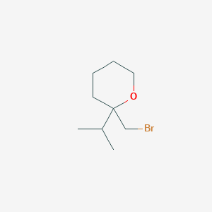 molecular formula C9H17BrO B13220463 2-(Bromomethyl)-2-(propan-2-yl)oxane 