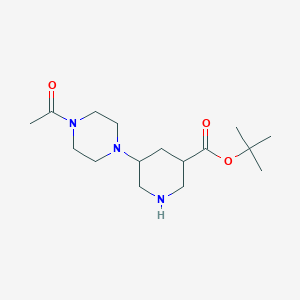 molecular formula C16H29N3O3 B13220476 tert-Butyl 5-(4-acetylpiperazin-1-yl)piperidine-3-carboxylate 