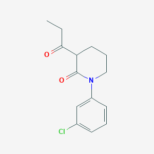 molecular formula C14H16ClNO2 B13220547 1-(3-Chlorophenyl)-3-propanoylpiperidin-2-one 