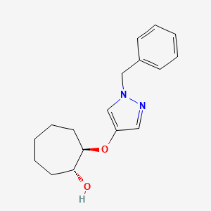 molecular formula C17H22N2O2 B13220575 (1R,2R)-2-[(1-Benzyl-1H-pyrazol-4-yl)oxy]cycloheptan-1-ol 