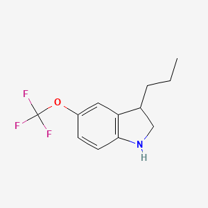 molecular formula C12H14F3NO B13220622 3-Propyl-5-(trifluoromethoxy)-2,3-dihydro-1H-indole 