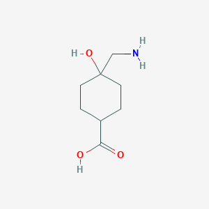 molecular formula C8H15NO3 B13220653 4-(Aminomethyl)-4-hydroxycyclohexane-1-carboxylic acid 