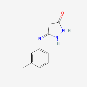 molecular formula C10H11N3O B13220670 3-(m-Tolylamino)-1h-pyrazol-5(4h)-one 