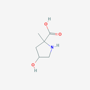 molecular formula C6H11NO3 B13220692 4-Hydroxy-2-methylpyrrolidine-2-carboxylic acid 