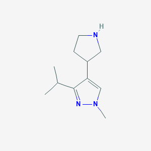 molecular formula C11H19N3 B13220722 1-Methyl-3-(propan-2-yl)-4-(pyrrolidin-3-yl)-1H-pyrazole 