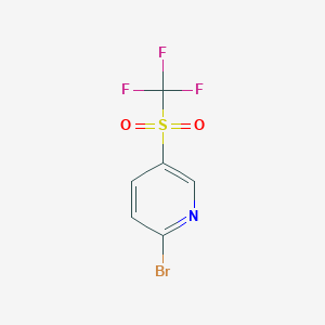 molecular formula C6H3BrF3NO2S B13220781 2-Bromo-5-trifluoromethanesulfonyl-pyridine 