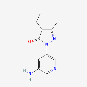 molecular formula C11H14N4O B13220814 1-(5-Aminopyridin-3-yl)-4-ethyl-3-methyl-4,5-dihydro-1H-pyrazol-5-one 