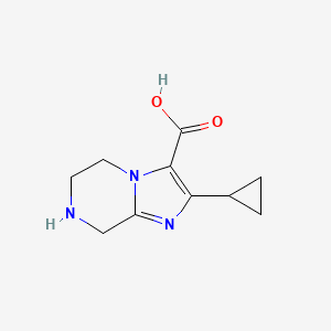 molecular formula C10H13N3O2 B13220834 2-Cyclopropyl-5H,6H,7H,8H-imidazo[1,2-a]pyrazine-3-carboxylic acid 