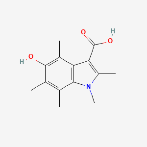 molecular formula C14H17NO3 B13220855 5-Hydroxy-1,2,4,6,7-pentamethyl-1H-indole-3-carboxylic acid 