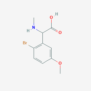 molecular formula C10H12BrNO3 B13220888 2-(2-Bromo-5-methoxyphenyl)-2-(methylamino)acetic acid 