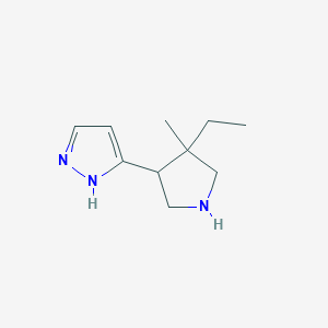 molecular formula C10H17N3 B13220949 3-(4-Ethyl-4-methylpyrrolidin-3-yl)-1H-pyrazole 