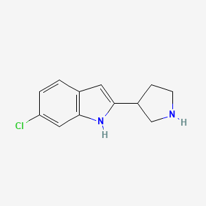 molecular formula C12H13ClN2 B13220966 6-Chloro-2-(pyrrolidin-3-yl)-1H-indole 