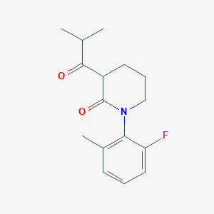 molecular formula C16H20FNO2 B13221028 1-(2-Fluoro-6-methylphenyl)-3-(2-methylpropanoyl)piperidin-2-one 