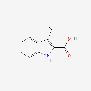 molecular formula C12H13NO2 B13221076 3-Ethyl-7-methyl-1H-indole-2-carboxylic acid 