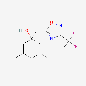 molecular formula C13H20F2N2O2 B13221101 1-{[3-(1,1-Difluoroethyl)-1,2,4-oxadiazol-5-yl]methyl}-3,5-dimethylcyclohexan-1-ol 