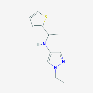 molecular formula C11H15N3S B13221121 1-Ethyl-N-[1-(thiophen-2-yl)ethyl]-1H-pyrazol-4-amine 