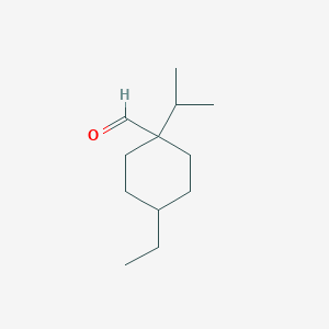 molecular formula C12H22O B13221126 4-Ethyl-1-(propan-2-yl)cyclohexane-1-carbaldehyde 