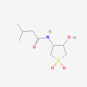 molecular formula C9H17NO4S B13221130 N-(4-Hydroxy-1,1-dioxo-1lambda6-thiolan-3-yl)-3-methylbutanamide 