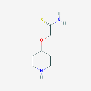 molecular formula C7H14N2OS B13221211 2-(Piperidin-4-yloxy)ethanethioamide 