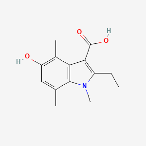 2-Ethyl-5-hydroxy-1,4,7-trimethyl-1H-indole-3-carboxylic acid