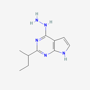 molecular formula C10H15N5 B13221278 2-(Butan-2-yl)-4-hydrazinyl-7H-pyrrolo[2,3-d]pyrimidine 