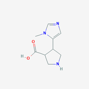 molecular formula C9H13N3O2 B13221300 4-(1-methyl-1H-imidazol-5-yl)pyrrolidine-3-carboxylic acid 