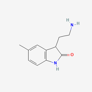 molecular formula C11H14N2O B13221346 3-(2-Aminoethyl)-5-methyl-1,3-dihydro-2H-indol-2-one 