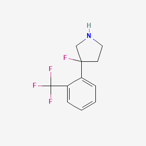 molecular formula C11H11F4N B13221355 3-Fluoro-3-[2-(trifluoromethyl)phenyl]pyrrolidine 