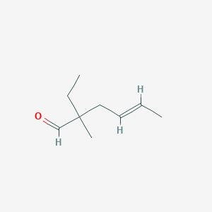 molecular formula C9H16O B13221380 2-Ethyl-2-methylhex-4-enal 