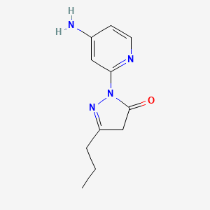 molecular formula C11H14N4O B13221403 1-(4-Aminopyridin-2-yl)-3-propyl-4,5-dihydro-1H-pyrazol-5-one 