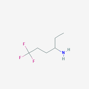 molecular formula C6H12F3N B13221425 6,6,6-Trifluorohexan-3-amine 