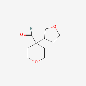 molecular formula C10H16O3 B13221429 4-(Oxolan-3-yl)oxane-4-carbaldehyde 