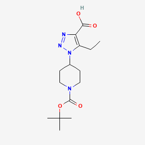 molecular formula C15H24N4O4 B13221451 1-{1-[(tert-butoxy)carbonyl]piperidin-4-yl}-5-ethyl-1H-1,2,3-triazole-4-carboxylic acid 