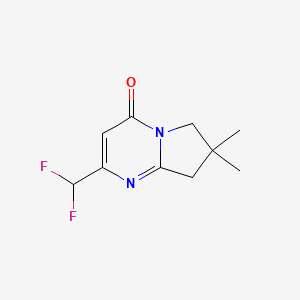 molecular formula C10H12F2N2O B13221529 2-(Difluoromethyl)-7,7-dimethyl-4H,6H,7H,8H-pyrrolo[1,2-a]pyrimidin-4-one 