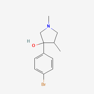 molecular formula C12H16BrNO B13221624 3-(4-Bromophenyl)-1,4-dimethylpyrrolidin-3-ol 